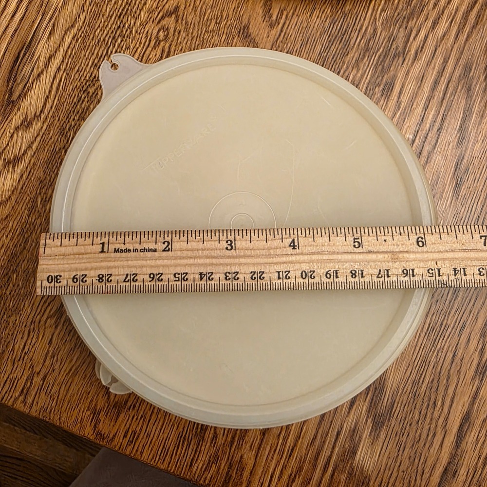 6 Pc Tupperware Vintage Replacement C Lids Sheer‎ White Scalloped Tab 6"